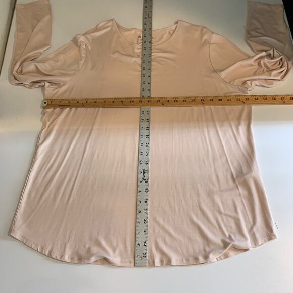 Chicos Top Women 4 Sheer Petal Karina Shirttail Long Sleeve Basic Knit ScoopNeck - Picture 5 of 12